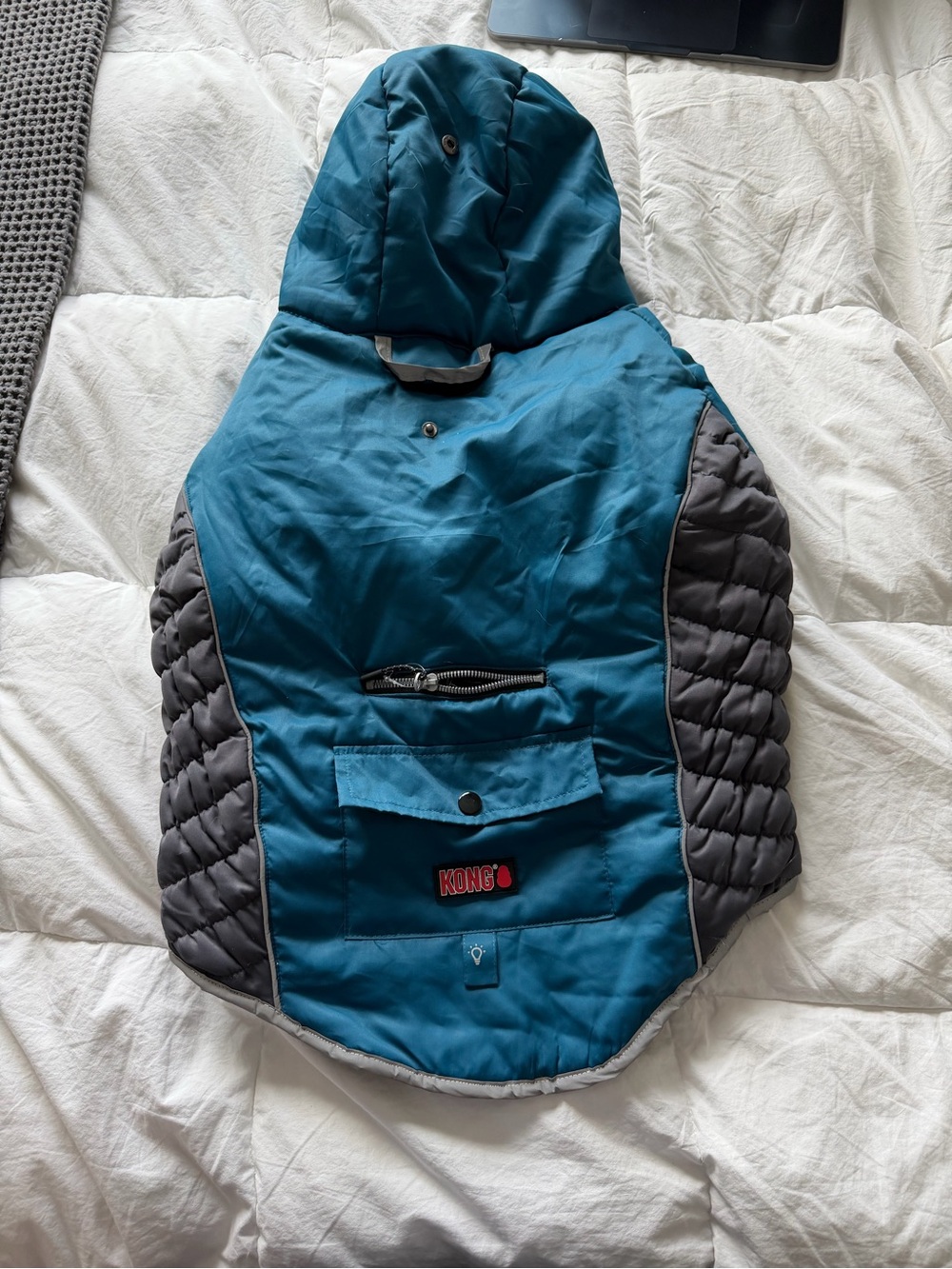 KONG  Teal & Gray Puffer Dog Coat with Hood